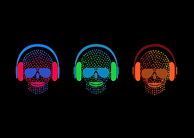 Skull icons with headphone