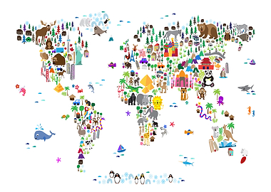 Animal World Map Kids
