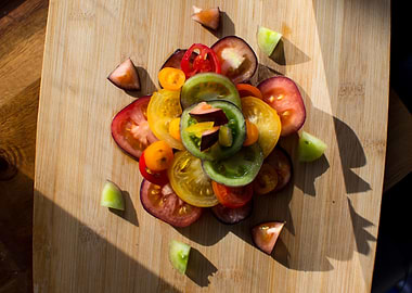 Rainbow colored tomatoes