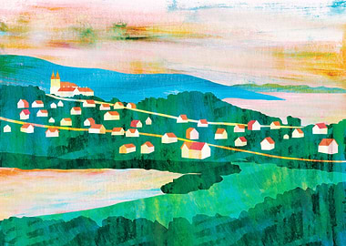 Lakeside Town Landscape