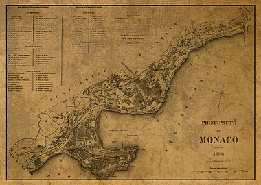 Old Map of Monaco 1898