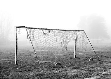 Abandoned soccer goal