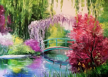 Bridge in a blooming garde