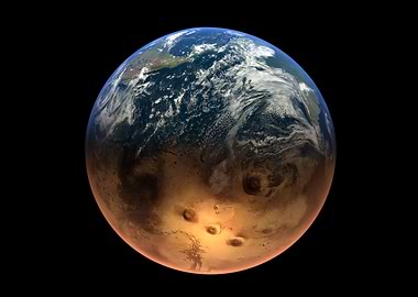 EARTH AND MARS FROM SPACE