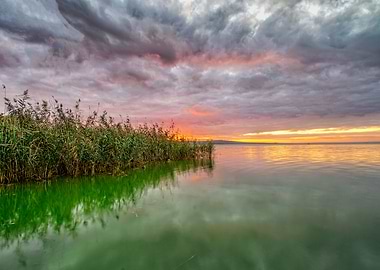 Sunset over the lake