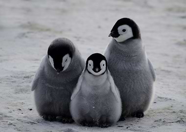 3 Emperor Penguin Chicks