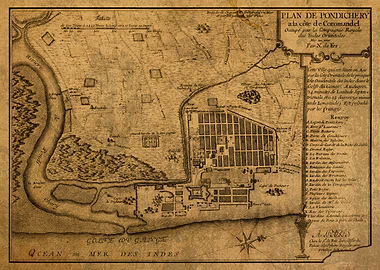 Pondicherry Map India 1705