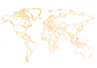 World map orange borders