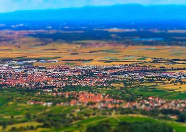 Aerial view to valley