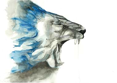Lion in blue