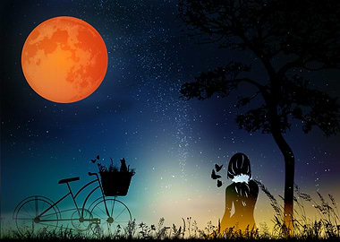moon girl and bicycle