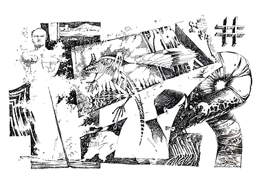 Abstract Lizard and Sea