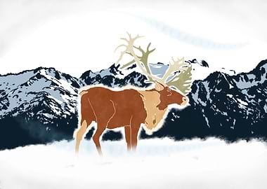 Reindeer in the snow