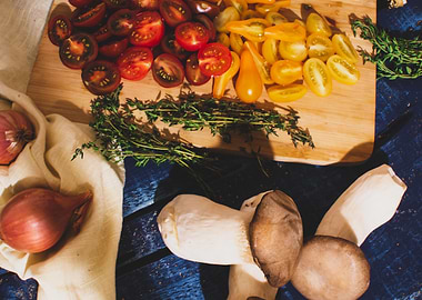 Colorful food flat lay