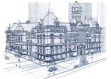 Hand Drawn Old City Hall