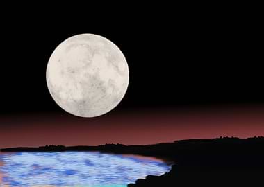 Giant Full Moon on Water