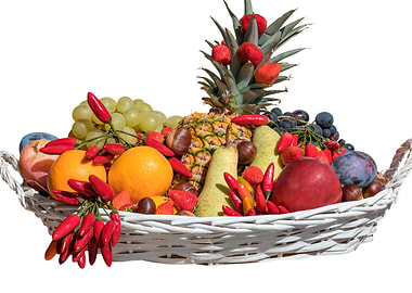 isolated basket of fruit