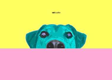 Cyan Dog on Yellow