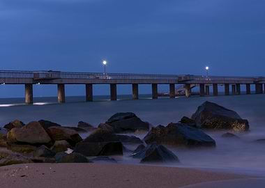 Blue morning on the beach