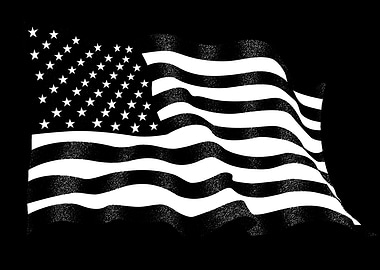 USA Flag Black White