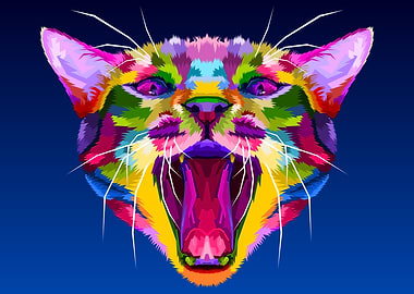 yawn cat on pop art