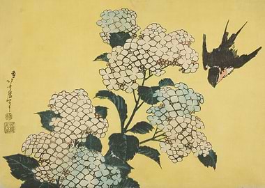 Hydrangea and Swallow