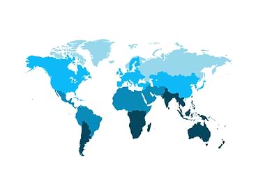 World map blue 3 colors
