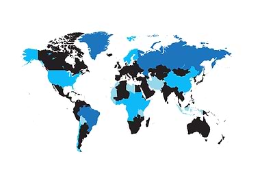 World map blue black