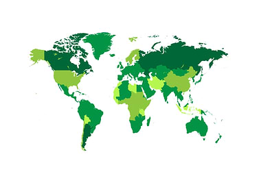 World map green borders