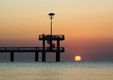 Orange sunrise and bridge