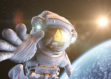 astronaut over earth