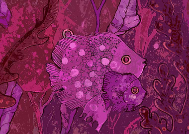 Fish Family Purple Pink
