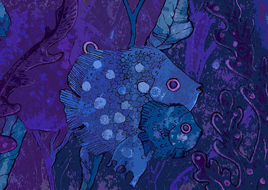 Fish Family Blue