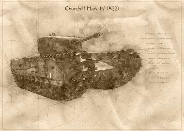 Churchill IV Tank Sketch