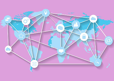 World map purple media