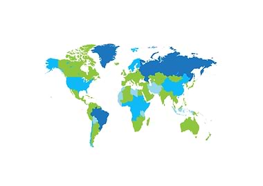World map metallic blue