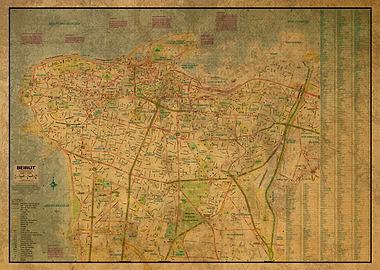 Old Map of Beirut Lebanon