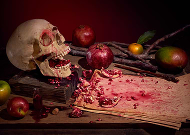 Skull and pomegranate