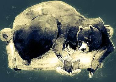 Reading boy with Bear