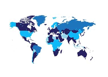 World map colorful blue
