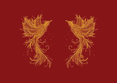 Golden Twin Phoenix Red