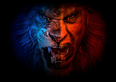 Red and Blue Lion