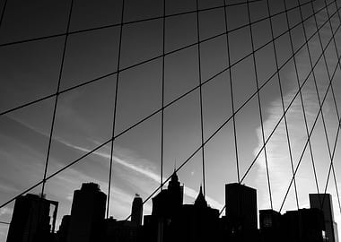 NY skyline behind the grid