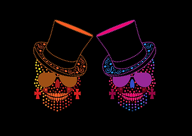 Skulls with cylinder hat