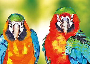 Parrots watching