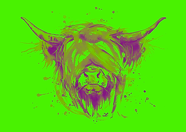 Highland Cattle Pop Green