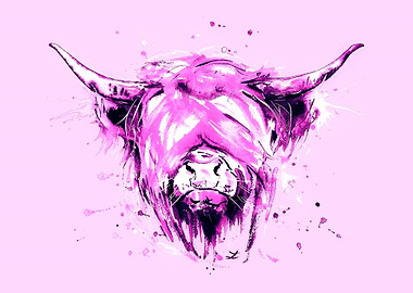 Highland Cattle Purple