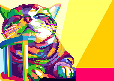 CUTE CAT IN WPAP POP ART