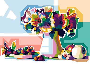 Flowers in the vase popart