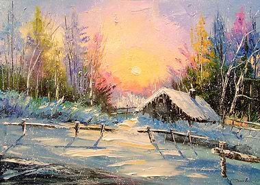 In winter in the village